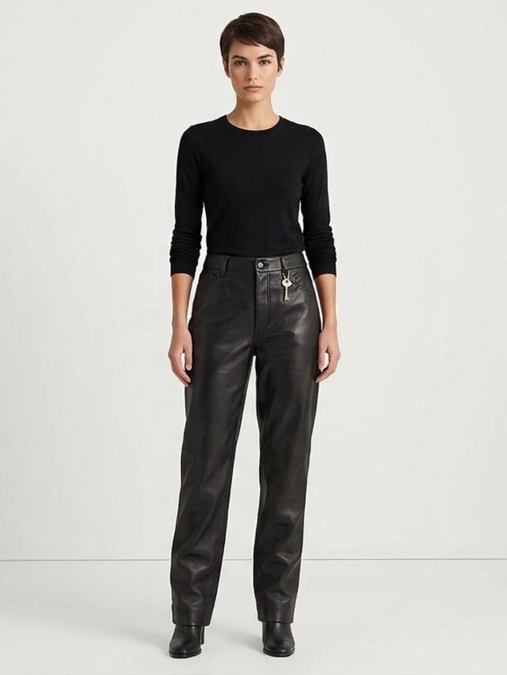 Abercrombie & Fitch Black Straight-Leg Vegan Leather - " The 90s Relaxed" Jeans